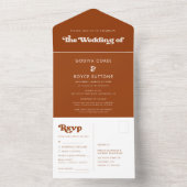 Invitation Tout En Un Mariage orange rétro élégant (À l'intérieur)