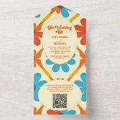 Invitation Tout En Un Mariage orange Super rétro du QR Code 70 (À l'intérieur)
