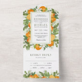 Invitation Tout En Un Mariage orange Tangerine Rustique (À l'intérieur)