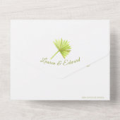 Invitation Tout En Un Mariage palme tropicale aquarelle vert blanc (Verso)