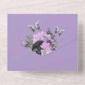 Invitation Tout En Un Mariage papillon blanc violet élégant été (Verso)