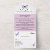 Invitation Tout En Un Mariage papillon pourpre (À l'intérieur)