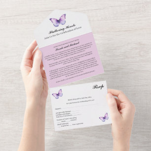 Invitation Tout En Un Mariage papillon pourpre