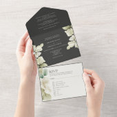 Invitation Tout En Un Mariage personnalisé de feuillage vert coupé (Déchirure)