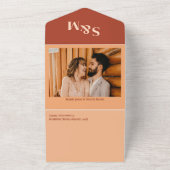 Invitation Tout En Un Mariage photo Boho Retro Terracotta (Dehors)