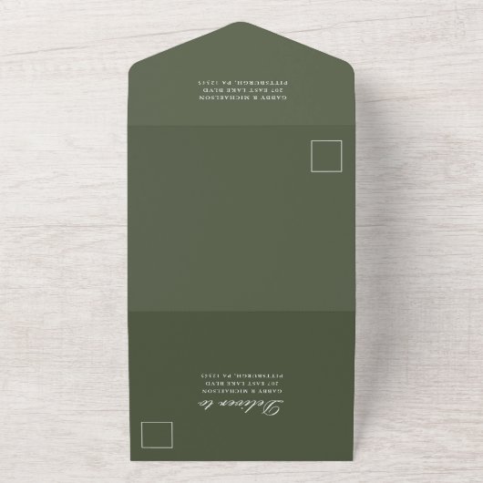 Invitation Tout En Un Mariage photo chic vert (Dehors)