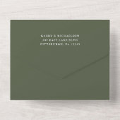 Invitation Tout En Un Mariage photo chic vert (Verso)