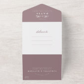 Invitation Tout En Un Mariage photo classique élégant Script violet mauv (Dehors)