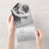 Invitation Tout En Un Mariage photo classique romantique (Déchirure)