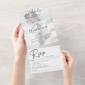 Invitation Tout En Un Mariage photo de calligraphie noir moderne (Déchirure)