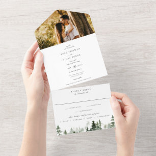 Invitation Tout En Un Mariage photo de la forêt de pins sauvages