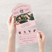 Invitation Tout En Un Mariage photo de l'esperluette rose clair (Déchirure)