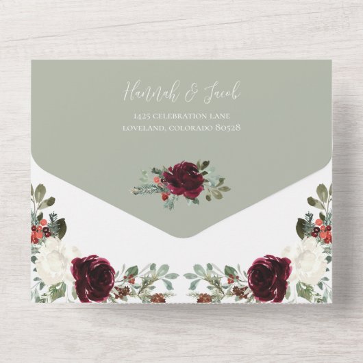 Invitation Tout En Un Mariage photo de Noël d'hiver tout en un (Verso)