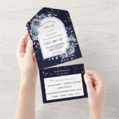 Invitation Tout En Un Mariage photo Dramatic Blue Rose Bouquet (Déchirure)