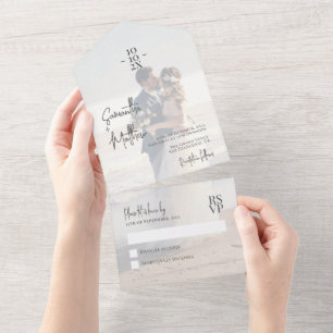 Invitation Tout En Un Mariage photo Dusty Blue Couple Anniversaire