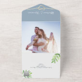 Invitation Tout En Un Mariage photo Dusty Blue Greenery (Dehors)