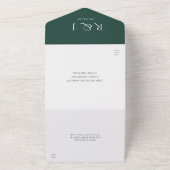 Invitation Tout En Un Mariage photo Emerald Green Monogram Date (Dehors)