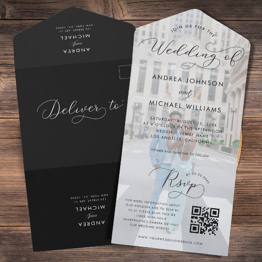 Invitation Tout En Un Mariage photo et script de QR Code photo