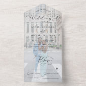 Invitation Tout En Un Mariage photo et script moderne (À l'intérieur)