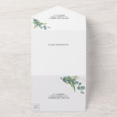 Invitation Tout En Un Mariage photo Feuille Eucalyptus vert rustique (Dehors)