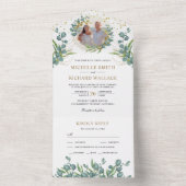 Invitation Tout En Un Mariage photo Feuille Eucalyptus vert rustique (À l'intérieur)