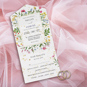 Invitation Tout En Un Mariage photo Fleur sauvage lunatique