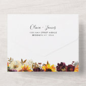 Invitation Tout En Un Mariage photo floral rustique Tournesol Bourgogne (Verso)