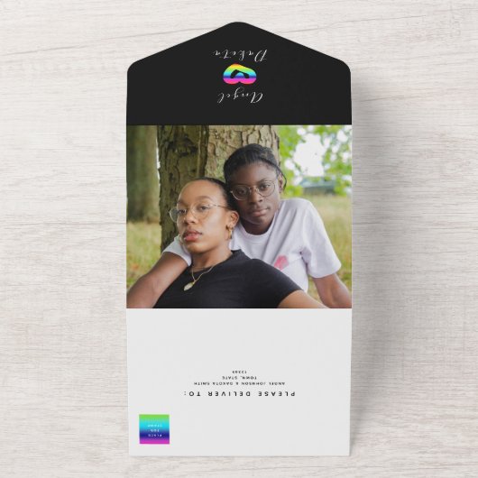Invitation Tout En Un Mariage photo Gay (Dehors)