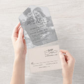 Invitation Tout En Un Mariage photo minimal Neutre Boho Blush (Déchirure)