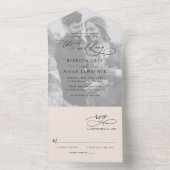 Invitation Tout En Un Mariage photo minimal Neutre Boho Blush (À l'intérieur)