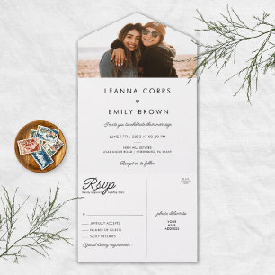 Invitation Tout En Un Mariage photo minimaliste inclusif