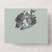 Invitation Tout En Un Mariage photo moderne Brushstroke | Vert sage (Verso)