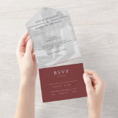 Invitation Tout En Un Mariage photo moderne de Bourgogne (Déchirure)