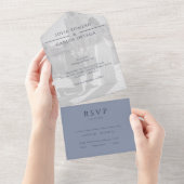 Invitation Tout En Un Mariage photo moderne Dusty Blue (Déchirure)