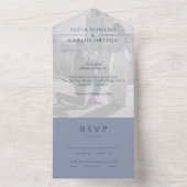 Invitation Tout En Un Mariage photo moderne Dusty Blue (À l'intérieur)