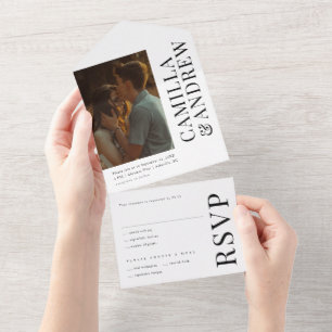 Invitation Tout En Un Mariage photo moderne élégant