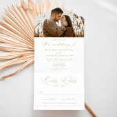 Invitation Tout En Un Mariage photo moderne Elegant Gold Script
