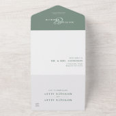 Invitation Tout En Un Mariage photo moderne élégant Sage Green Script (Dehors)