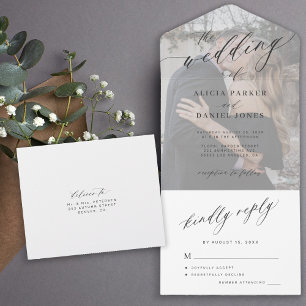 Invitation Tout En Un Mariage photo moderne et élégant