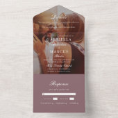 Invitation Tout En Un Mariage photo moderne Muted Plum (À l'intérieur)
