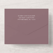 Invitation Tout En Un Mariage photo moderne Muted Plum (Verso)