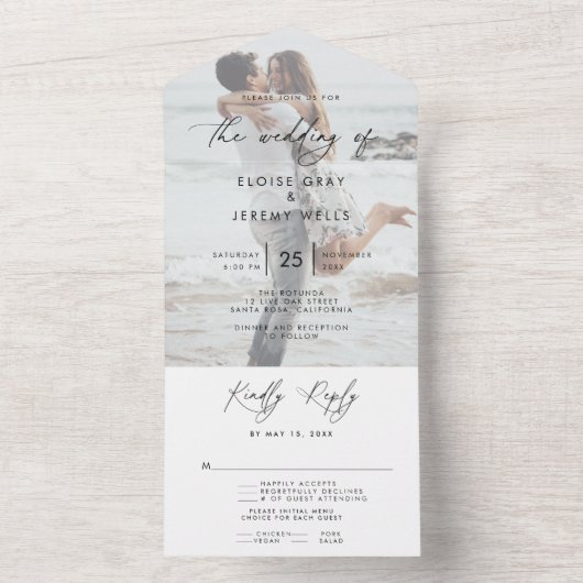 Invitation Tout En Un Mariage photo moderne tout en un (À l'intérieur)