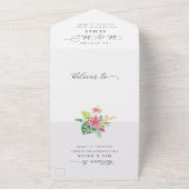 Invitation Tout En Un Mariage photo moderne Tropical Elegant Script (Dehors)