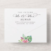 Invitation Tout En Un Mariage photo moderne Tropical Elegant Script (Verso)