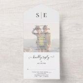 Invitation Tout En Un Mariage Photo Monogramme Or Et Noir (À l'intérieur)