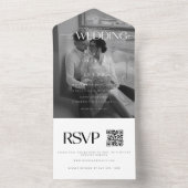 Invitation Tout En Un Mariage photo noir & blanc moderne et élégant (À l'intérieur)