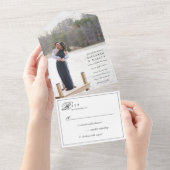 Invitation Tout En Un Mariage photo noir et blanc (Déchirure)