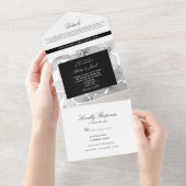 Invitation Tout En Un Mariage photo noir et blanc (Déchirure)
