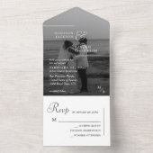 Invitation Tout En Un Mariage photo noir simple moderne (À l'intérieur)