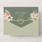 Invitation Tout En Un Mariage photo Olive Green Boho (Verso)